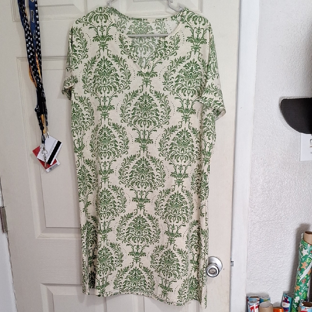 SHEIN Green Sheath Midi Dress with Crew Neck